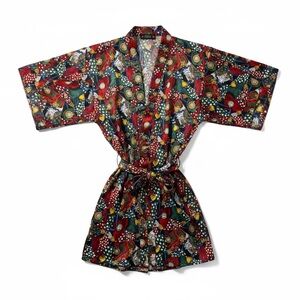 Vintage Cypress Baroque Satin Robe Women's L Kimono Sleeve Tie Waist